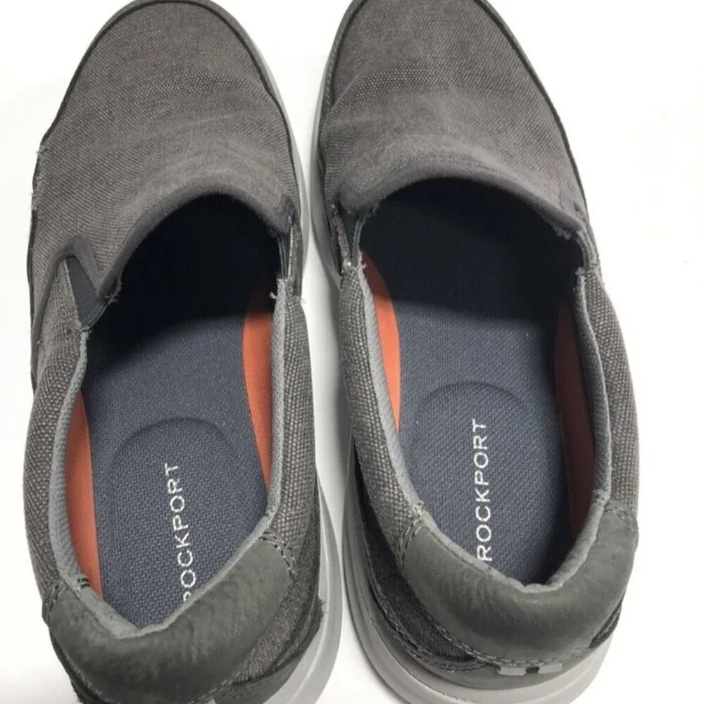Rockport Men's Beckwith Double Gore Slip On Shoes Gray, Size 7.5M